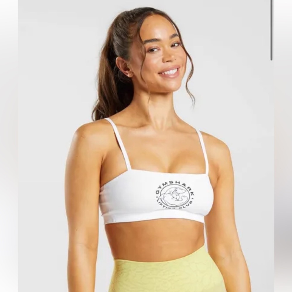 Gymshark White Legacy Bandeau Sports Bra Small